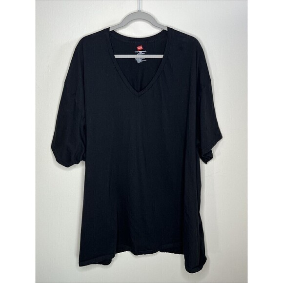 Hanes Black VNECK TSHIRT Men’s 5XLT - Picture 1 of 5